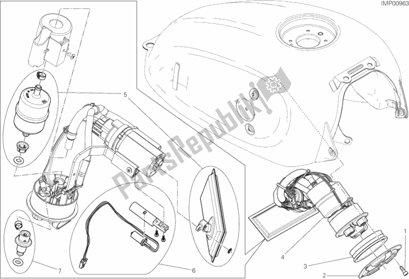 Alle onderdelen voor de Benzine Pomp van de Ducati Scrambler Flat Track Thailand 803 2018